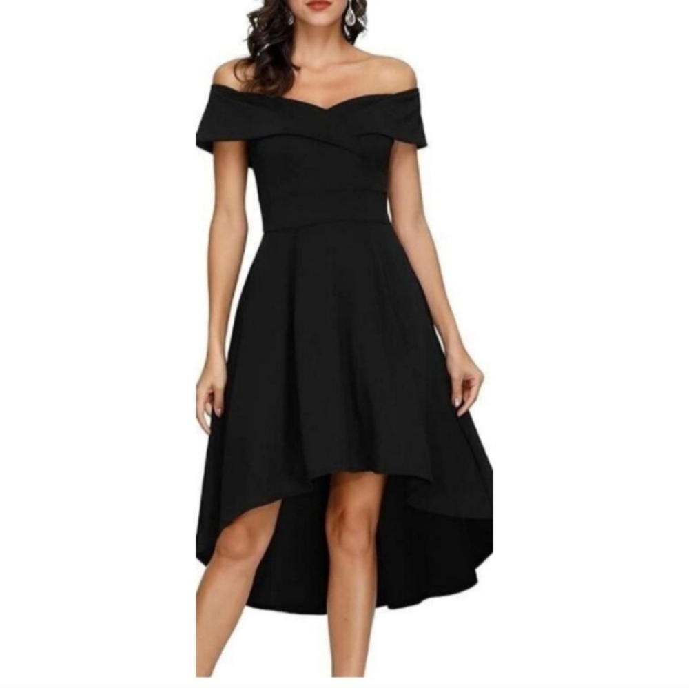 JASAMBAC WOMEN'S Off SHOULDER COCKTAIL DRESS BLACK 2XL